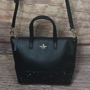 Kate Spade Greta Court Ina Black Glitter Crossbody